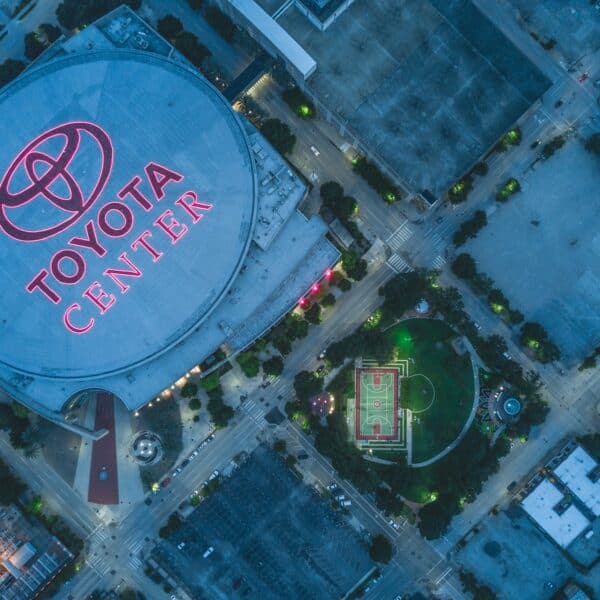 aerial photo of Toyota Center arena